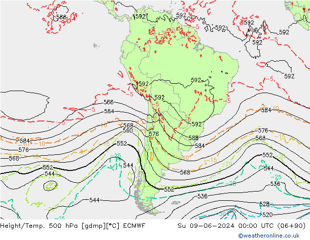 Z500/Rain (+SLP)/Z850 ECMWF Su 09.06.2024 00 UTC