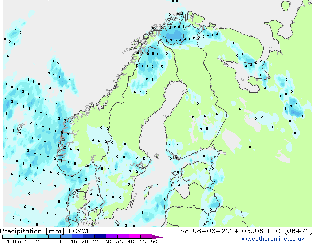 Neerslag ECMWF za 08.06.2024 06 UTC