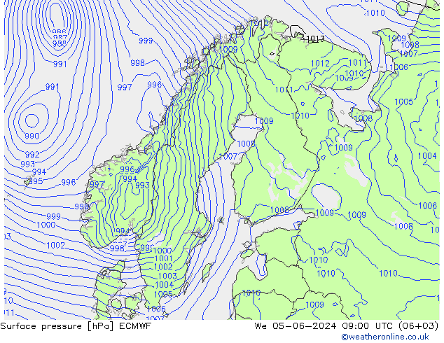 ciśnienie ECMWF śro. 05.06.2024 09 UTC