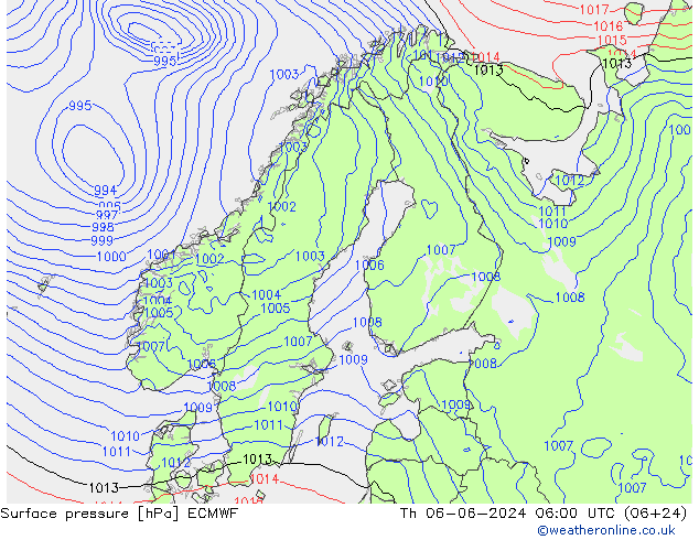 Bodendruck ECMWF Do 06.06.2024 06 UTC