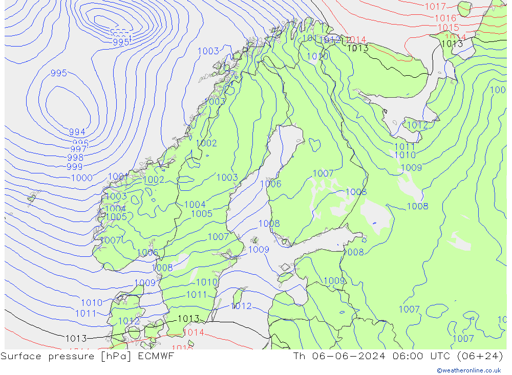 Bodendruck ECMWF Do 06.06.2024 06 UTC