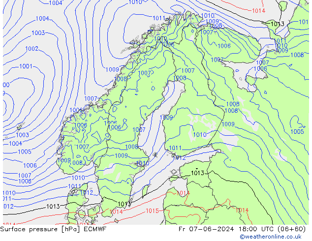 Bodendruck ECMWF Fr 07.06.2024 18 UTC