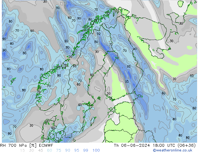 700 hPa Nispi Nem ECMWF Per 06.06.2024 18 UTC