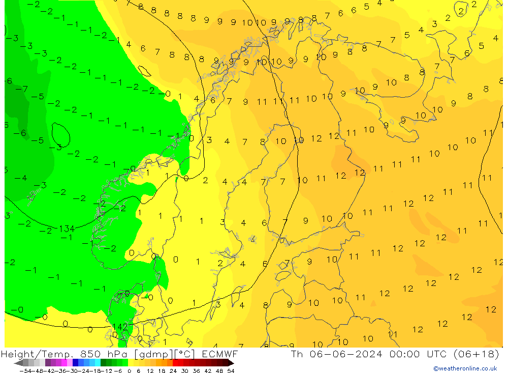 Z500/Rain (+SLP)/Z850 ECMWF чт 06.06.2024 00 UTC