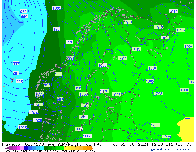 Thck 700-1000 hPa ECMWF 星期三 05.06.2024 12 UTC