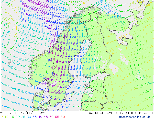 Wind 700 hPa ECMWF wo 05.06.2024 12 UTC