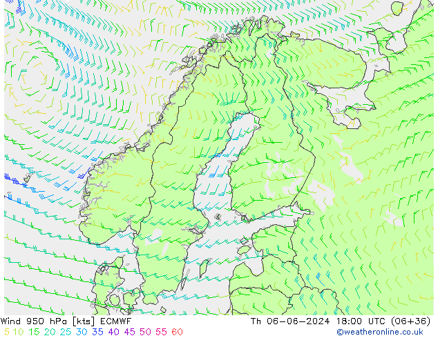 Rüzgar 950 hPa ECMWF Per 06.06.2024 18 UTC