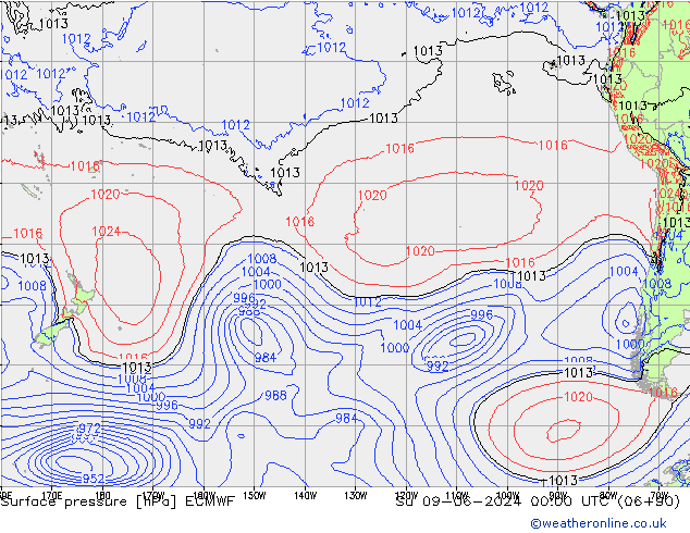 pressão do solo ECMWF Dom 09.06.2024 00 UTC