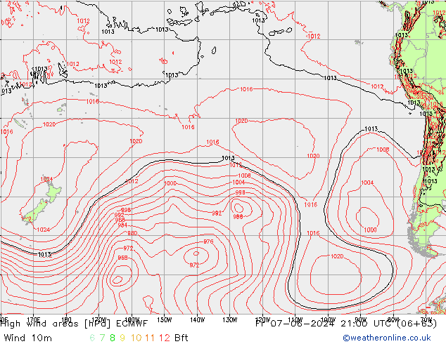 High wind areas ECMWF ven 07.06.2024 21 UTC