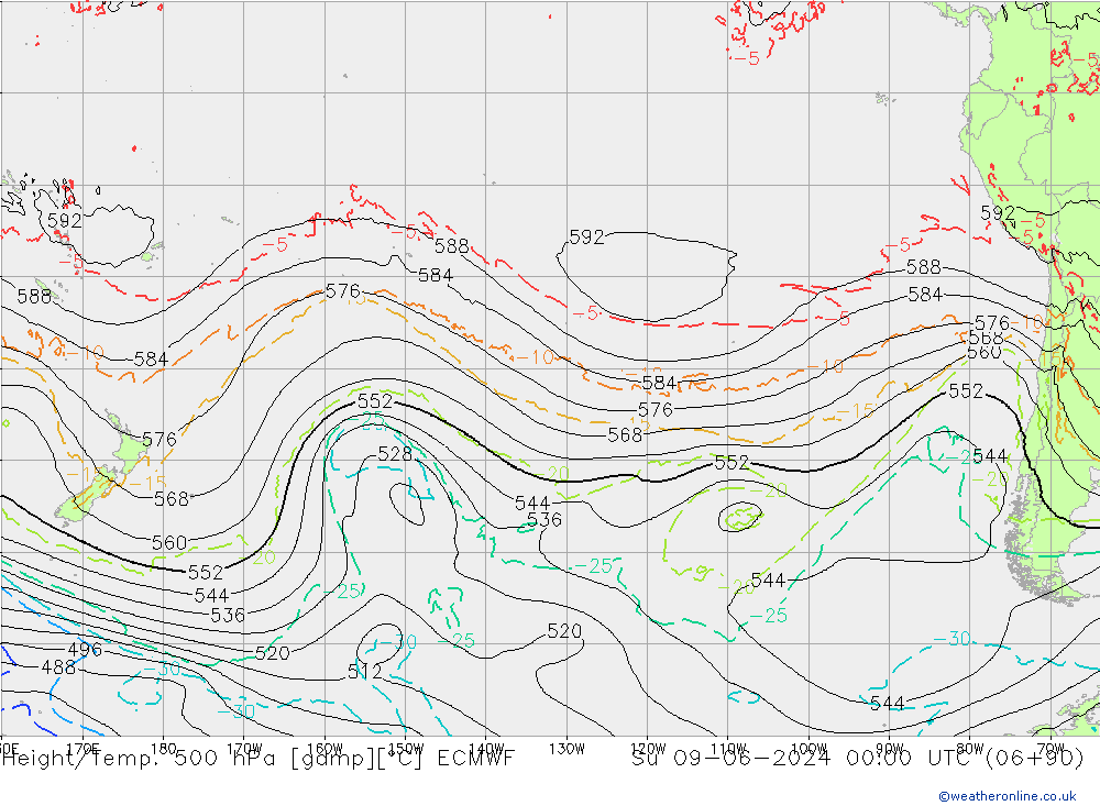 Z500/Rain (+SLP)/Z850 ECMWF Ne 09.06.2024 00 UTC