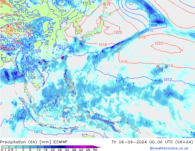 Z500/Rain (+SLP)/Z850 ECMWF czw. 06.06.2024 06 UTC