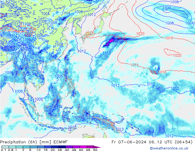 Z500/Rain (+SLP)/Z850 ECMWF Fr 07.06.2024 12 UTC