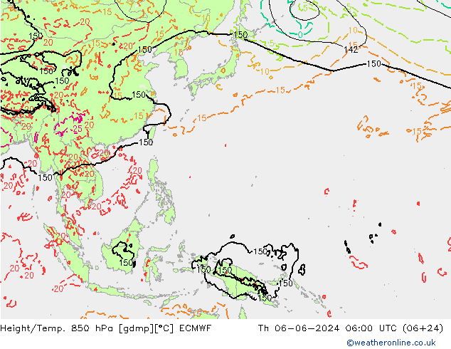 Z500/Rain (+SLP)/Z850 ECMWF czw. 06.06.2024 06 UTC