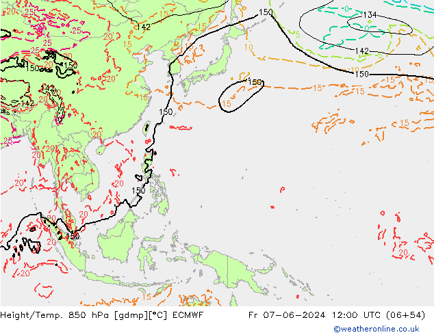 Z500/Rain (+SLP)/Z850 ECMWF Fr 07.06.2024 12 UTC