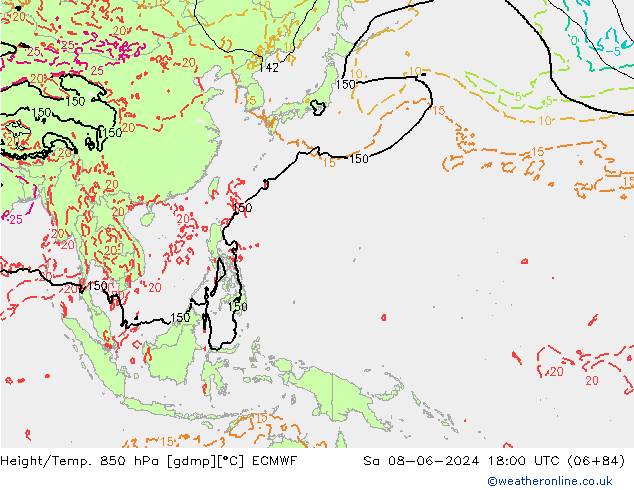 Z500/Rain (+SLP)/Z850 ECMWF Sáb 08.06.2024 18 UTC