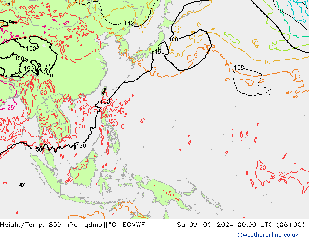 Height/Temp. 850 hPa ECMWF Su 09.06.2024 00 UTC