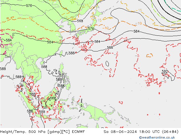 Z500/Rain (+SLP)/Z850 ECMWF Sáb 08.06.2024 18 UTC