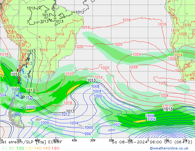 Polarjet/Bodendruck ECMWF Sa 08.06.2024 06 UTC