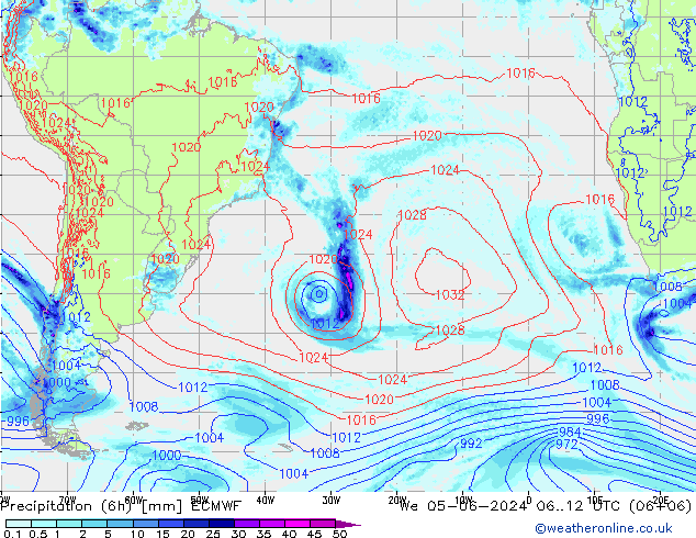 Z500/Rain (+SLP)/Z850 ECMWF  05.06.2024 12 UTC