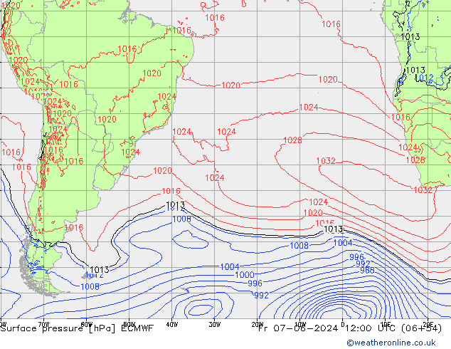 приземное давление ECMWF пт 07.06.2024 12 UTC