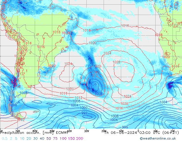 Precipitation accum. ECMWF  06.06.2024 03 UTC