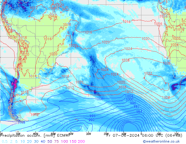 Precipitation accum. ECMWF Fr 07.06.2024 06 UTC