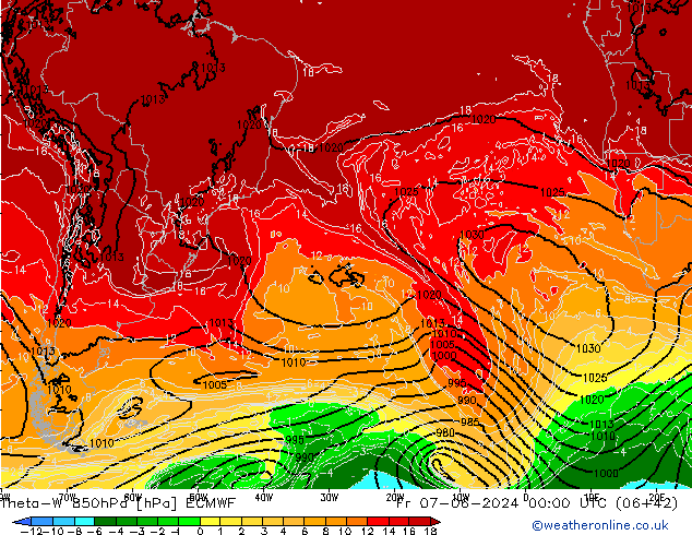 Theta-W 850hPa ECMWF Fr 07.06.2024 00 UTC