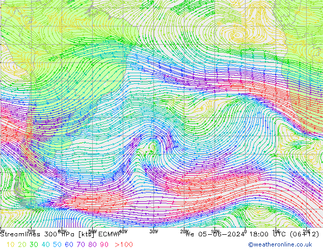 ветер 300 гПа ECMWF ср 05.06.2024 18 UTC