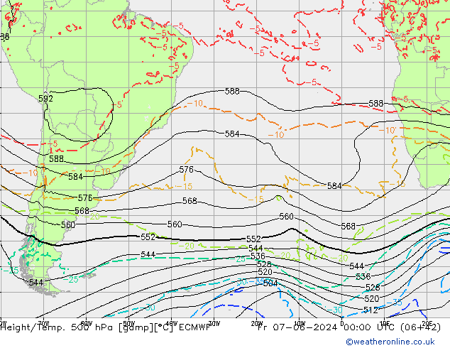 Z500/Yağmur (+YB)/Z850 ECMWF Cu 07.06.2024 00 UTC