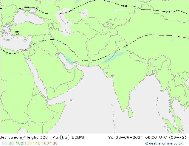 Jet stream ECMWF Sáb 08.06.2024 06 UTC