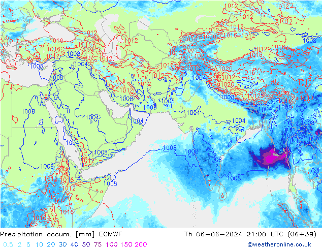 Precipitación acum. ECMWF jue 06.06.2024 21 UTC