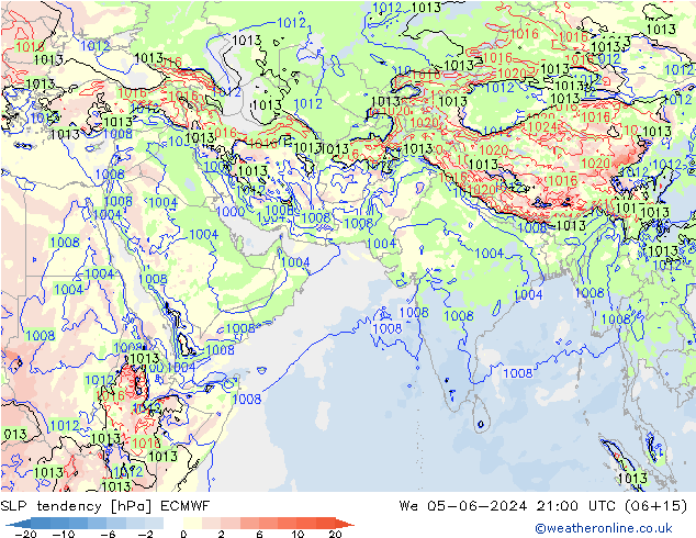 Tendance de pression  ECMWF mer 05.06.2024 21 UTC