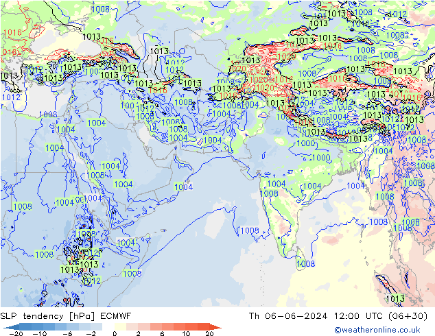 Tendencia de presión ECMWF jue 06.06.2024 12 UTC