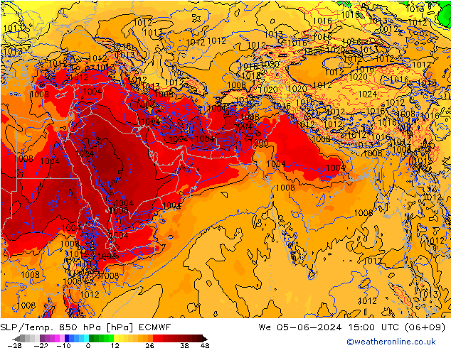 SLP/Temp. 850 hPa ECMWF  05.06.2024 15 UTC