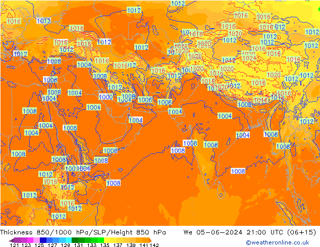 Thck 850-1000 hPa ECMWF  05.06.2024 21 UTC