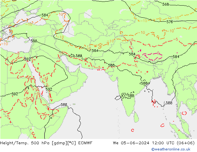 Height/Temp. 500 hPa ECMWF mer 05.06.2024 12 UTC