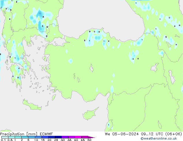 Precipitazione ECMWF mer 05.06.2024 12 UTC