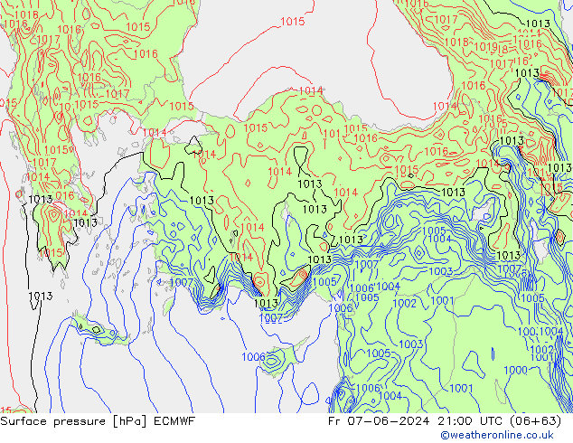 приземное давление ECMWF пт 07.06.2024 21 UTC