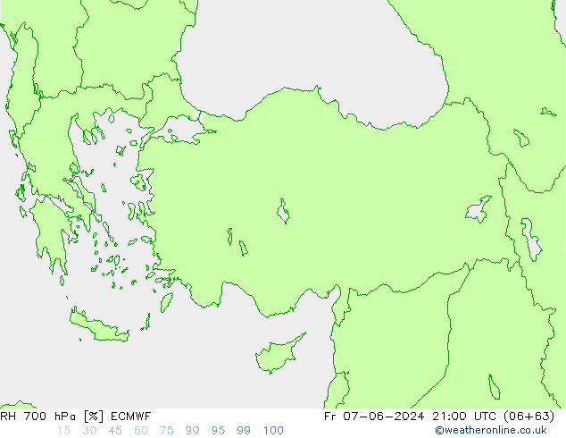 RH 700 hPa ECMWF ven 07.06.2024 21 UTC