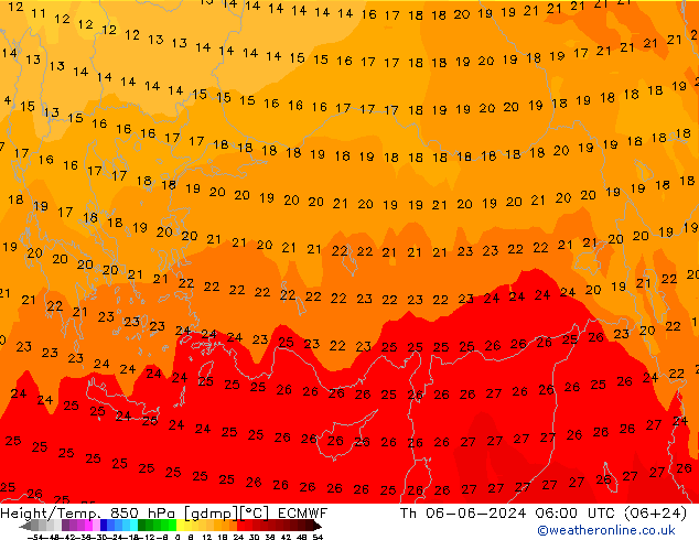 Z500/Rain (+SLP)/Z850 ECMWF czw. 06.06.2024 06 UTC