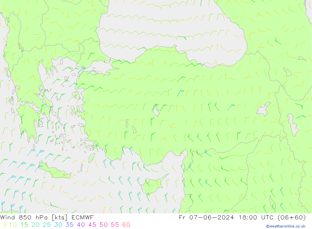 Wind 850 hPa ECMWF Fr 07.06.2024 18 UTC