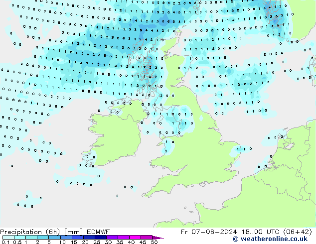 Z500/Rain (+SLP)/Z850 ECMWF Pá 07.06.2024 00 UTC