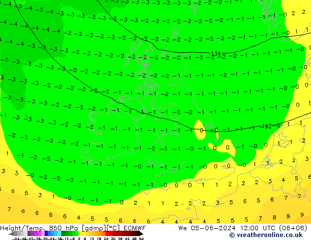 Z500/Rain (+SLP)/Z850 ECMWF We 05.06.2024 12 UTC