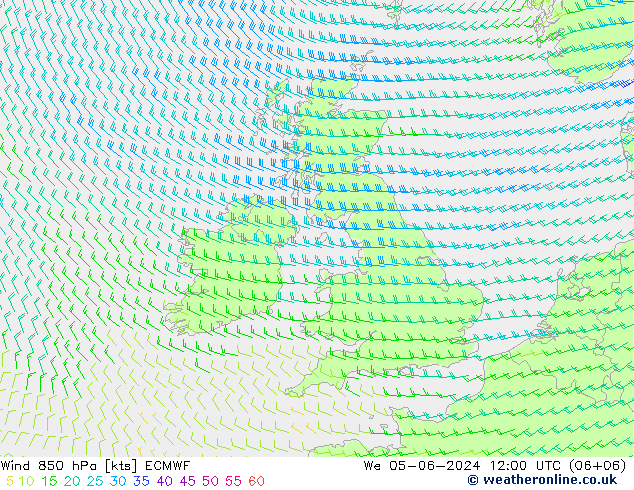 风 850 hPa ECMWF 星期三 05.06.2024 12 UTC