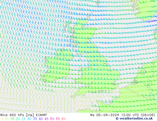 Wind 950 hPa ECMWF wo 05.06.2024 12 UTC