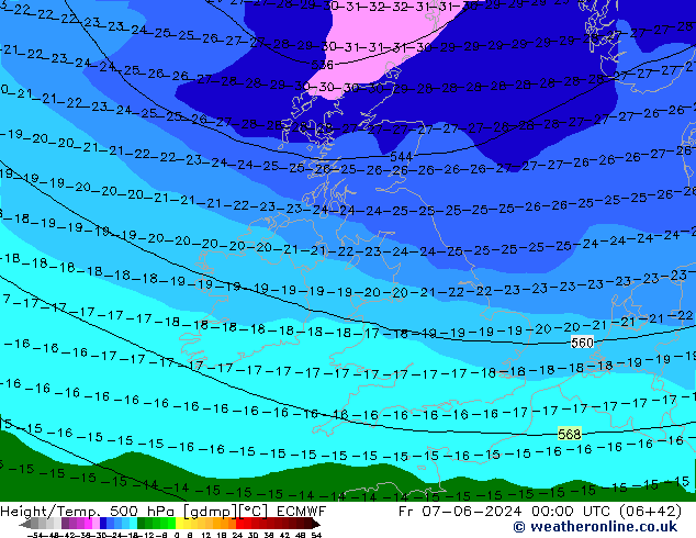 Z500/Regen(+SLP)/Z850 ECMWF vr 07.06.2024 00 UTC