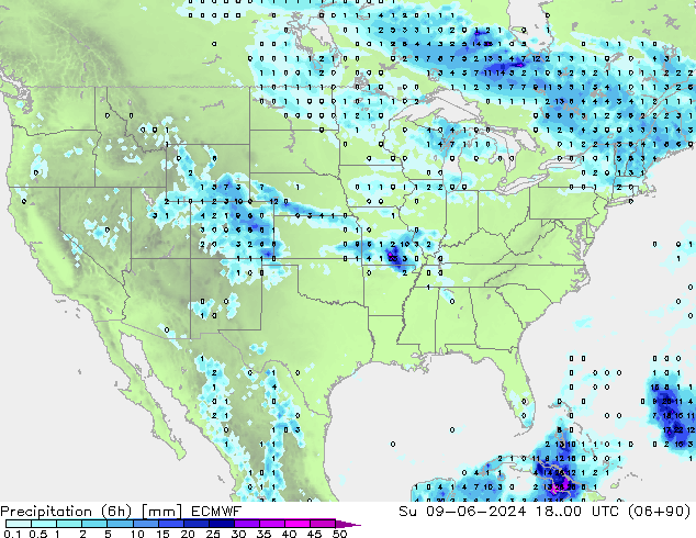 Z500/Rain (+SLP)/Z850 ECMWF dim 09.06.2024 00 UTC