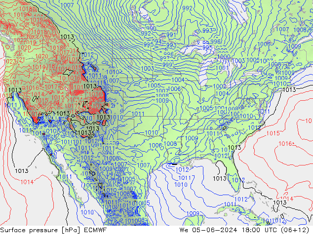 Luchtdruk (Grond) ECMWF wo 05.06.2024 18 UTC