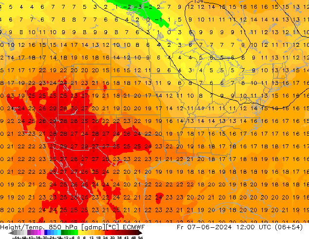 Z500/Yağmur (+YB)/Z850 ECMWF Cu 07.06.2024 12 UTC