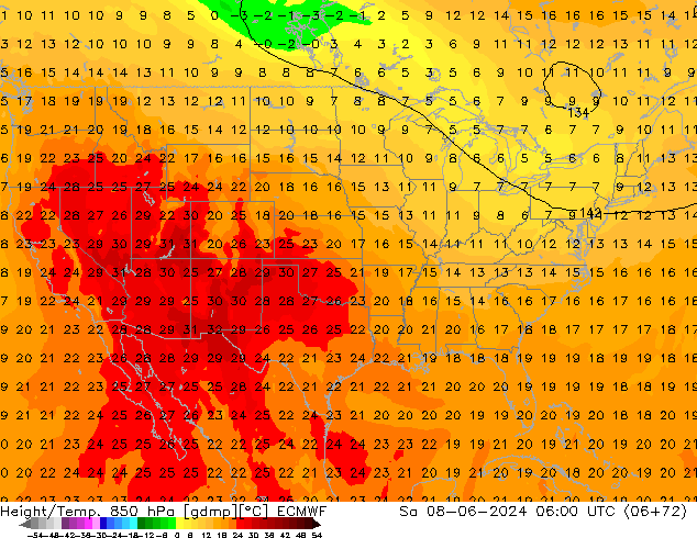 Z500/Regen(+SLP)/Z850 ECMWF za 08.06.2024 06 UTC